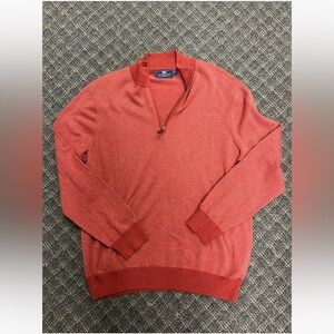 Vineyard Vines Thaxter Stripe Quarter-Zip Sweater Rosewood Size large
